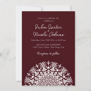 Invitation Mariage mandala floral abstrait rétro espagnol
