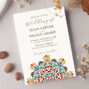 Invitation Mariage Mandala Floral Bohème Soleil Levant