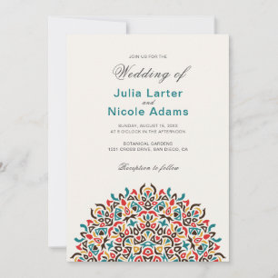 Invitation Mariage mandala géométrique en treillis marocain