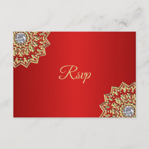 Invitation Mariage Mandala RSVP en or rouge personnalisé