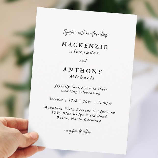 Invitation Mariage manuscrit décontracté noir et blanc (Créateur téléchargé)