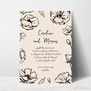 Invitation Mariage manuscrit floral dessiné main