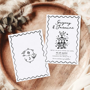 Invitation Mariage manuscrit Whimsical Quirky tiré à la main