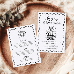 Invitation Mariage manuscrit Whimsical Quirky tiré à la main