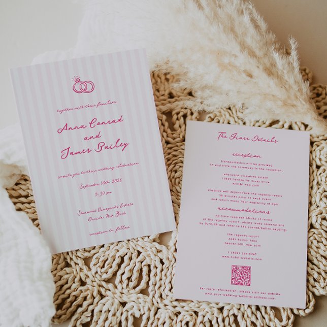 Invitation Mariage manuscrit Whimsical Rose (Créateur téléchargé)