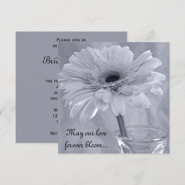Invitation Mariage marguerite bleu pâle (Devant / Derrière)