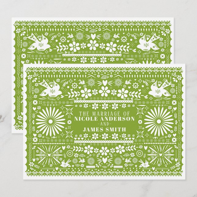 Invitation Mariage Mariage vert Picado Lime Avocado (Devant / Derrière)