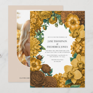 Invitation Mariage Marigold Doré, Miel de Terra et Épice Ocre