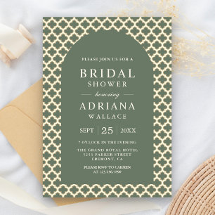 Invitation Mariage marocain avec arc vert sauge à quatre feui