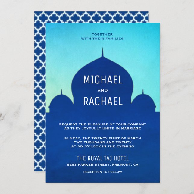 Invitation Mariage marocain des nuits arabes (Devant / Derrière)