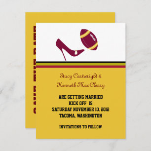Invitation Mariage Maroon & Football Jaune Enregistrer La Dat