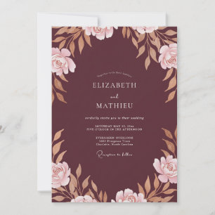 Invitation Mariage Marsala Copper Petal