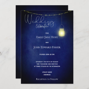 Invitation Mariage Mason Jar de couleur bleu marine