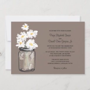Invitation Mariage Mason Jar et White Daisies