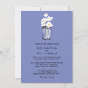Invitation Mariage Mason Jar et White Daisies