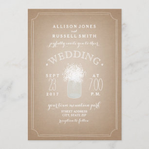 Invitation Mariage Mason Jar, le cerveau inspiré par le bébé