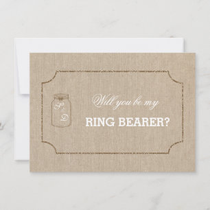 Invitation Mariage Mason Jar Linen Canvas RING PORTEUR Invita