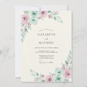 Invitation Mariage Mauve Celadon Petal