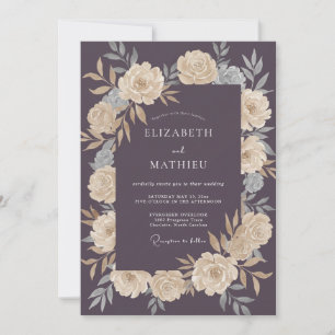 Invitation Mariage Mauve Champagne Ranunculus Eucalyptus
