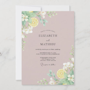 Invitation Mariage Mauve Clair Citron Eucalyptus