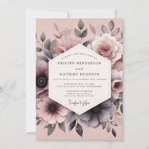 Invitation Mariage Mauve Romantique Floral