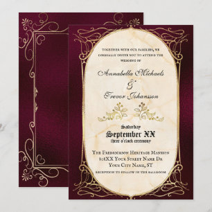 Invitation Mariage médiéval de Bourgogne et d'or