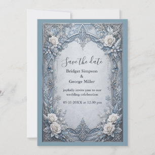Invitation Mariage Médiéval Gothique Hiver Glace Argent