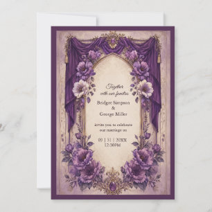 Invitation Mariage Médiéval Gothique Violet avec Arche Drapée