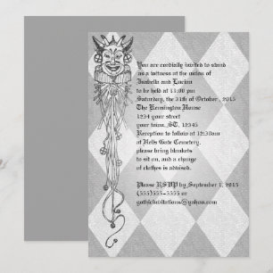 Invitation Mariage médiéval Jester Diamonds Goth