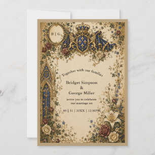 Invitation Mariage Médiéval Royal Gothique Celtique Monogramm