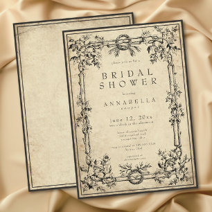 Invitation Mariage médiéval vintage avec lierre sur parchemin