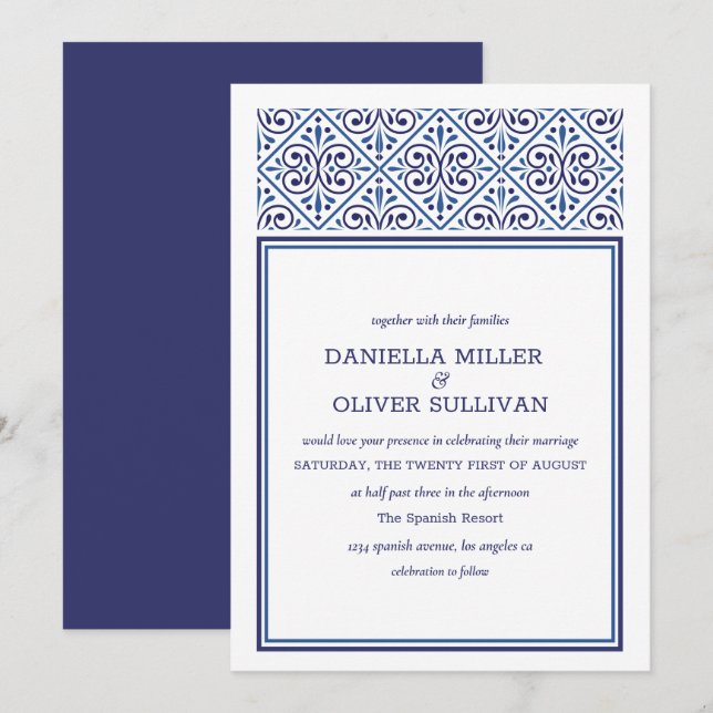 Invitation Mariage méditerranéen (Devant / Derrière)