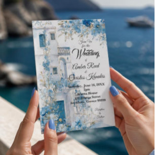 Invitation Mariage Méditerranéen Coastal Élégant aux Fleurs B
