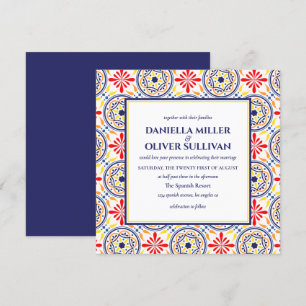Invitation Mariage méditerranéen en tuile jaune de la marine