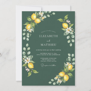 Invitation Mariage Méditerranéen Frais Vert Foncé