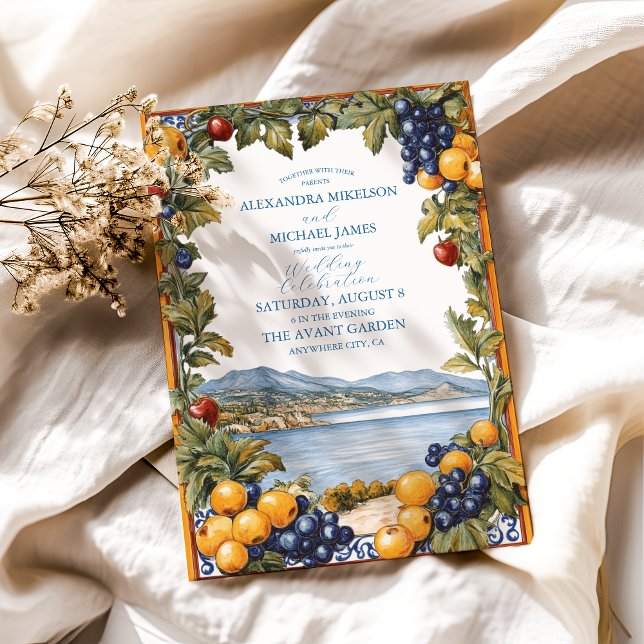 Invitation Mariage méditerranéen illustré (Créateur téléchargé)