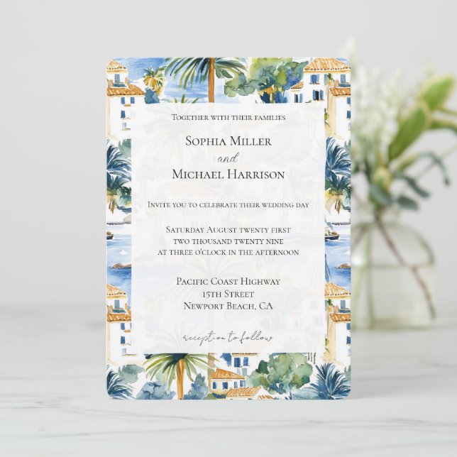 Invitation Mariage méditerranéen tropical (Debout devant)