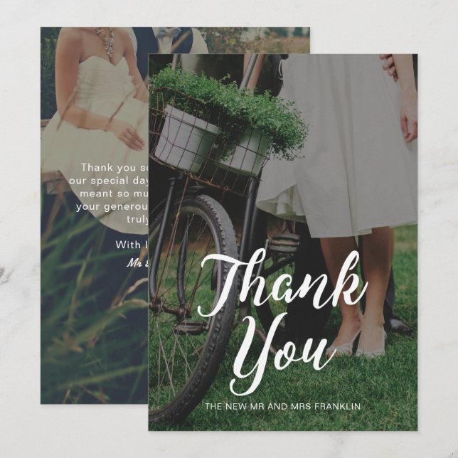 Invitation Mariage Merci photo avec typographie (Devant / Derrière)