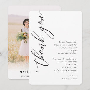 Invitation MARIAGE MERCI photo calligraphie du côté moderne