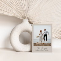 Mariage merci photo gris moderne script minimal