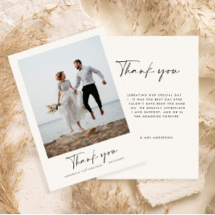 Invitation Mariage merci photo moderne script minimal