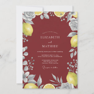 Invitation Mariage Merlot Agrumes Feuillage Eucalyptus