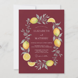 Invitation Mariage Merlot Citron Eucalyptus