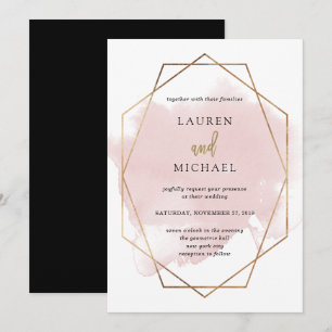 Invitation Mariage métropolitain  Faux Gold et Blush