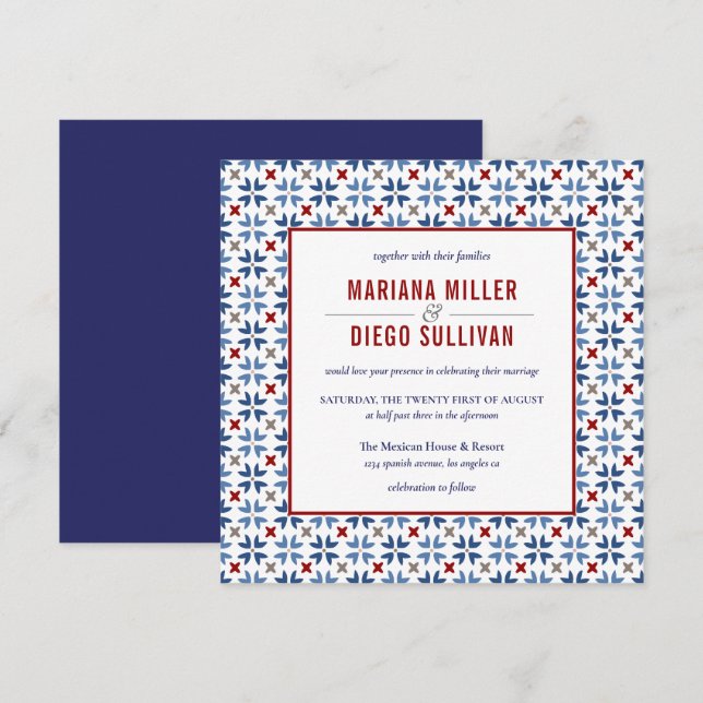 Invitation Mariage mexicain de la Marine espagnole et de Carr (Devant / Derrière)