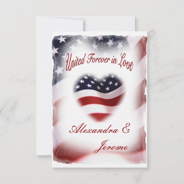 Invitation Mariage militaire PATRIOTIQUE de drapeau américain (Devant)
