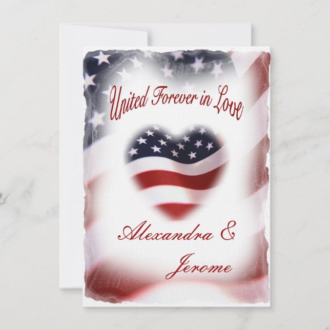 Invitation Mariage militaire PATRIOTIQUE de drapeau américain (Devant)