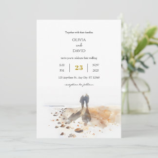 Invitation Mariage minimal des collecteurs de Shell Sunrise S