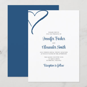 Invitation Mariage minimal du coeur tiré à la main