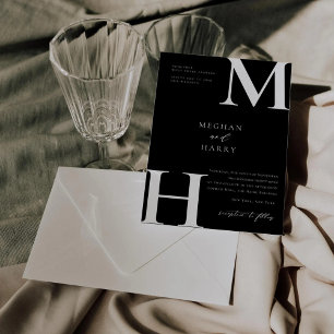 Invitation Mariage minimal moderne noir et blanc Inviter Desi